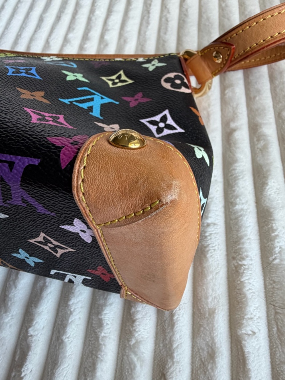 Louis Vuitton Black Multicolor Monogram Shoulder Bag with Tan Trim - Picture 6 of 16